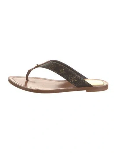Pre-owned Louis Vuitton Lv Monogram Lasercut Accents Flip Flops In Brown
