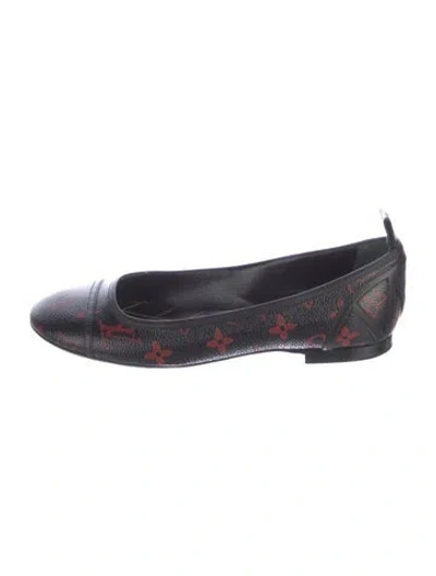 Pre-owned Louis Vuitton Lv Monogram Leather Ballet Flats In Black