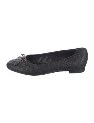 Pre-owned Louis Vuitton Lv Monogram Leather Ballet Flats In Black