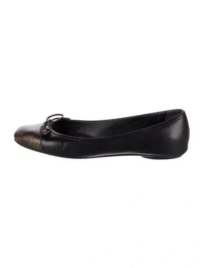 Pre-owned Louis Vuitton Lv Monogram Leather Ballet Flats In Black