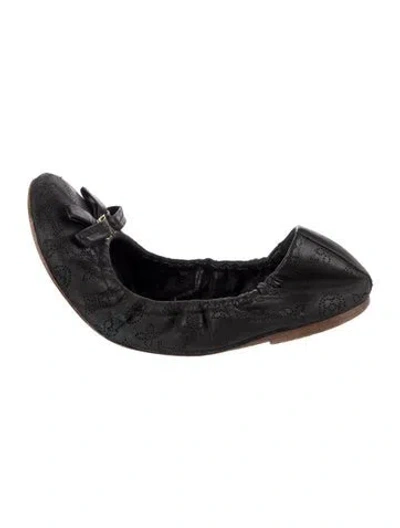 Pre-owned Louis Vuitton Lv Monogram Leather Ballet Flats In Black