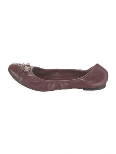 Pre-owned Louis Vuitton Lv Monogram Leather Ballet Flats In Burgundy