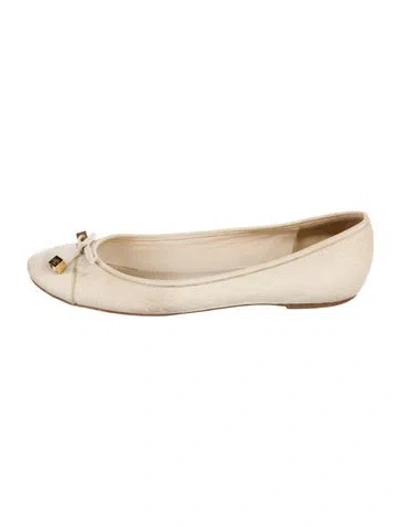 Pre-owned Louis Vuitton Lv Monogram Leather Ballet Flats In Neutral