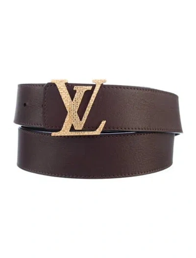 Pre-owned Louis Vuitton Lv Monogram Leather Belt In Brown