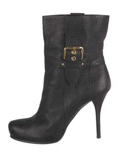 Pre-owned Louis Vuitton Lv Monogram Leather Boots In Black