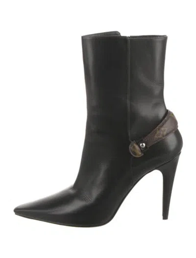 Pre-owned Louis Vuitton Lv Monogram Leather Boots In Black