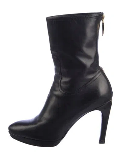 Pre-owned Louis Vuitton Lv Monogram Leather Boots In Black