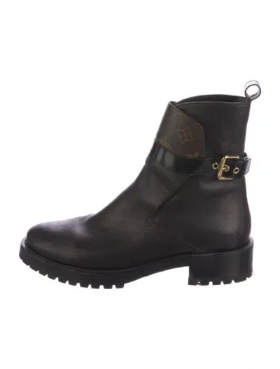 Pre-owned Louis Vuitton Lv Monogram Leather Boots In Black