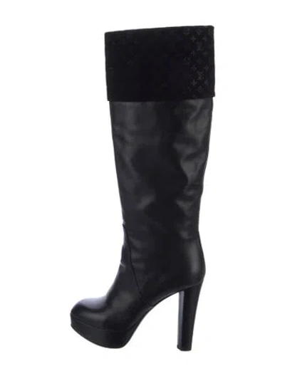 Pre-owned Louis Vuitton Lv Monogram Leather Boots In Black