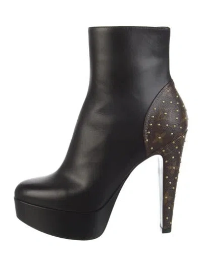 Pre-owned Louis Vuitton Lv Monogram Leather Boots In Black