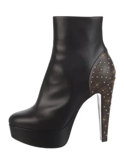 Pre-owned Louis Vuitton Lv Monogram Leather Boots In Black