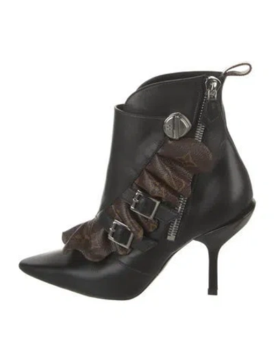 Pre-owned Louis Vuitton Lv Monogram Leather Boots In Black
