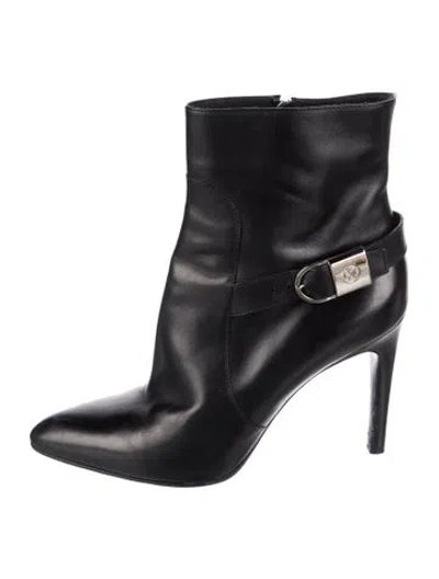 Pre-owned Louis Vuitton Lv Monogram Leather Boots In Black