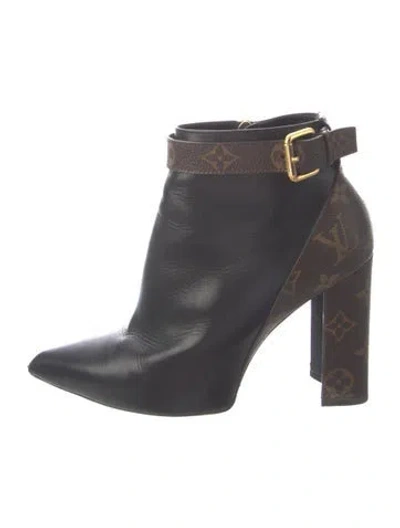 Pre-owned Louis Vuitton Lv Monogram Leather Boots In Black