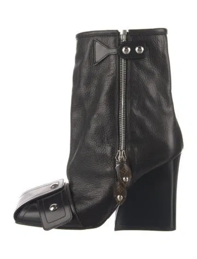 Pre-owned Louis Vuitton Lv Monogram Leather Boots In Black