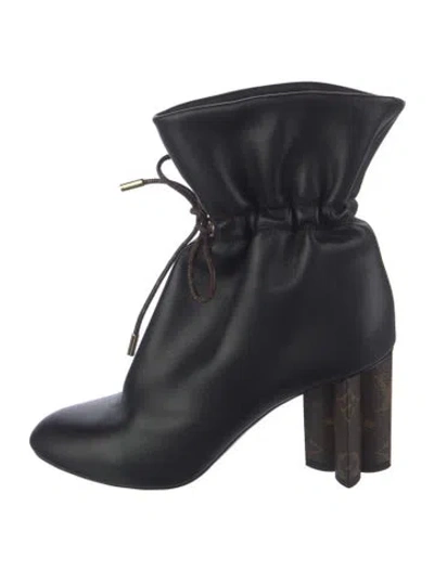 Pre-owned Louis Vuitton Lv Monogram Leather Boots In Black