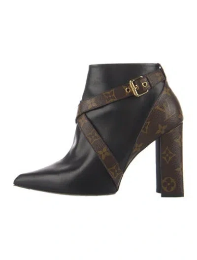 Pre-owned Louis Vuitton Lv Monogram Leather Boots In Black