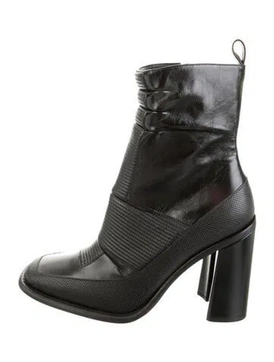 Pre-owned Louis Vuitton Lv Monogram Leather Boots In Black