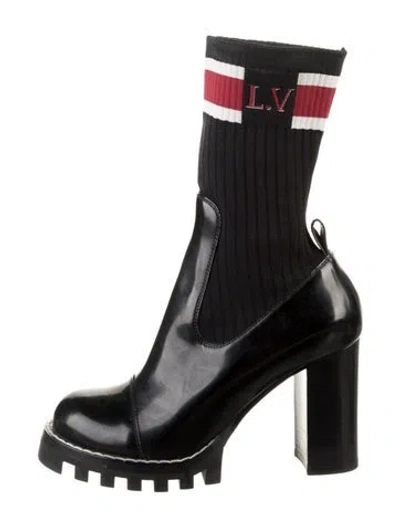 Pre-owned Louis Vuitton Lv Monogram Leather Boots In Black