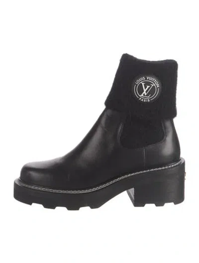 Pre-owned Louis Vuitton Lv Monogram Leather Boots In Black