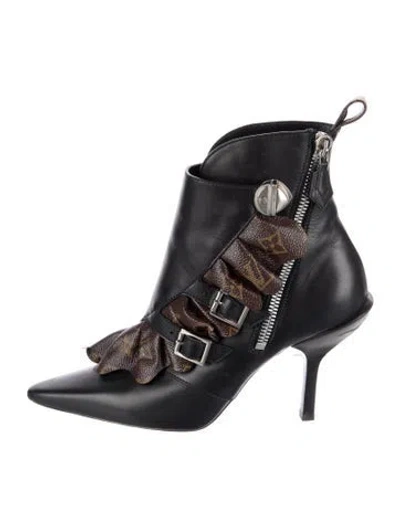 Pre-owned Louis Vuitton Lv Monogram Leather Boots In Black/brown