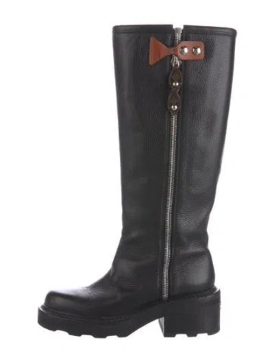 Pre-owned Louis Vuitton Lv Monogram Leather Boots In Blue