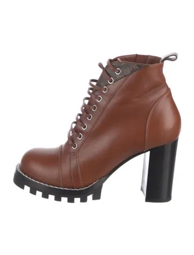 Pre-owned Louis Vuitton Lv Monogram Leather Boots In Brown