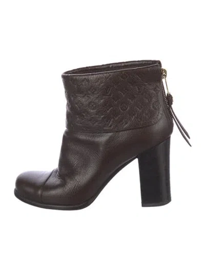 Pre-owned Louis Vuitton Lv Monogram Leather Boots In Brown