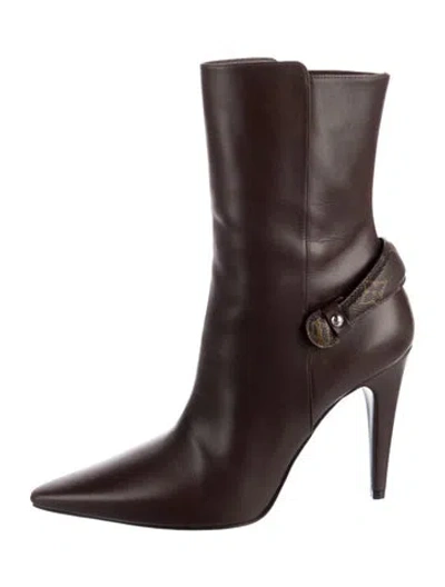 Pre-owned Louis Vuitton Lv Monogram Leather Boots In Brown