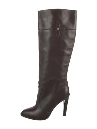 Pre-owned Louis Vuitton Lv Monogram Leather Boots In Brown