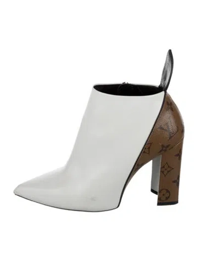 Pre-owned Louis Vuitton Lv Monogram Leather Boots In Brown/white