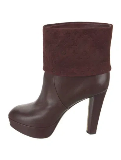 Pre-owned Louis Vuitton Lv Monogram Leather Boots In Red