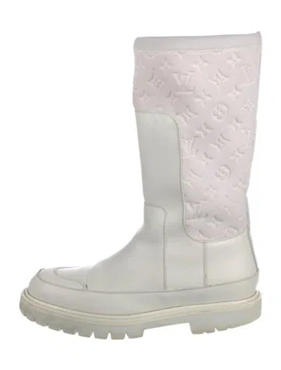 Pre-owned Louis Vuitton Lv Monogram Leather Boots In White