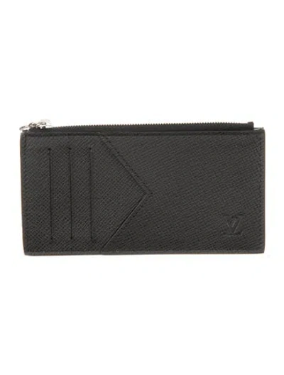 Pre-owned Louis Vuitton Lv Monogram Leather Card Case W/ Tags In Black