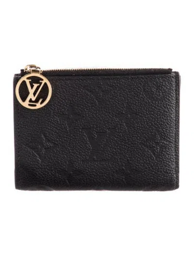 Pre-owned Louis Vuitton Lv Monogram Leather Card Holder In Black