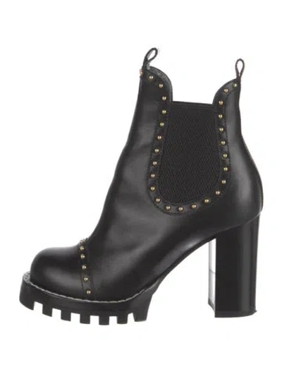 Pre-owned Louis Vuitton Lv Monogram Leather Chelsea Boots In Black