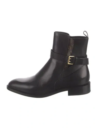 Pre-owned Louis Vuitton Lv Monogram Leather Chelsea Boots In Black