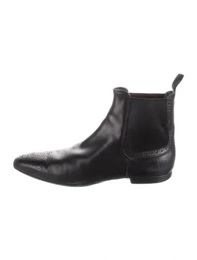Pre-owned Louis Vuitton Lv Monogram Leather Chelsea Boots In Black