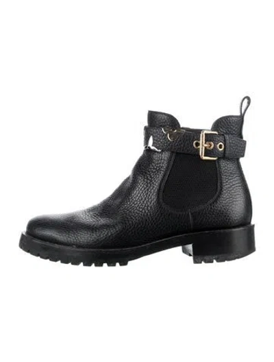 Pre-owned Louis Vuitton Lv Monogram Leather Chelsea Boots In Black