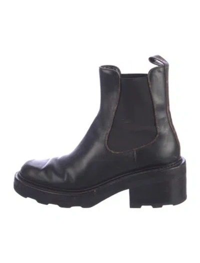 Pre-owned Louis Vuitton Lv Monogram Leather Chelsea Boots In Black/blue