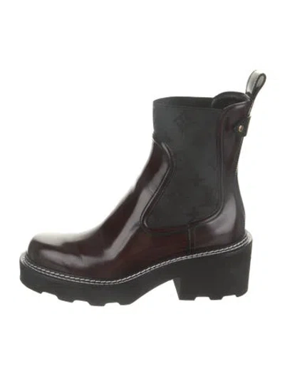 Pre-owned Louis Vuitton Lv Monogram Leather Chelsea Boots In Black/brown