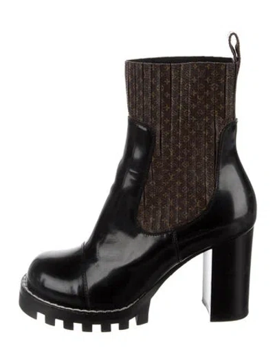 Pre-owned Louis Vuitton Lv Monogram Leather Chelsea Boots In Black/brown