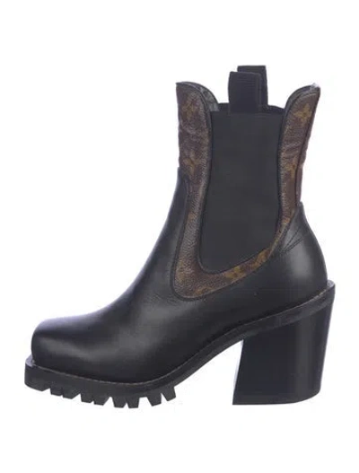 Pre-owned Louis Vuitton Lv Monogram Leather Chelsea Boots In Blue