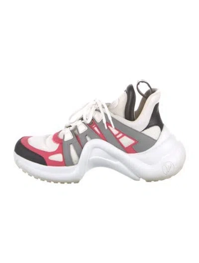 Pre-owned Louis Vuitton Lv Monogram Leather Chunky Sneakers In Pink