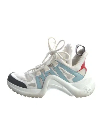 Pre-owned Louis Vuitton Lv Monogram Leather Chunky Sneakers In White