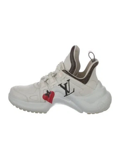 Pre-owned Louis Vuitton Lv Monogram Leather Chunky Sneakers In White