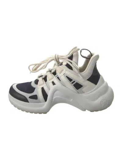 Pre-owned Louis Vuitton Lv Monogram Leather Chunky Sneakers In White