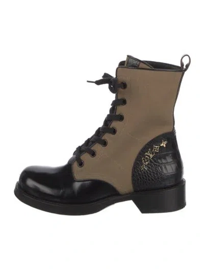 Pre-owned Louis Vuitton Lv Monogram Leather Combat Boots