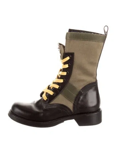 Pre-owned Louis Vuitton Lv Monogram Leather Combat Boots In Multi