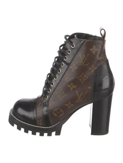 Pre-owned Louis Vuitton Lv Monogram Leather Combat Boots In Multi
